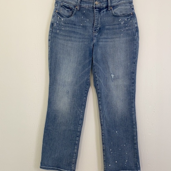 NYDJ - Marilyn Straight Light Distressed Paint Splattered Jeans Size 12 - Picture 4 of 15
